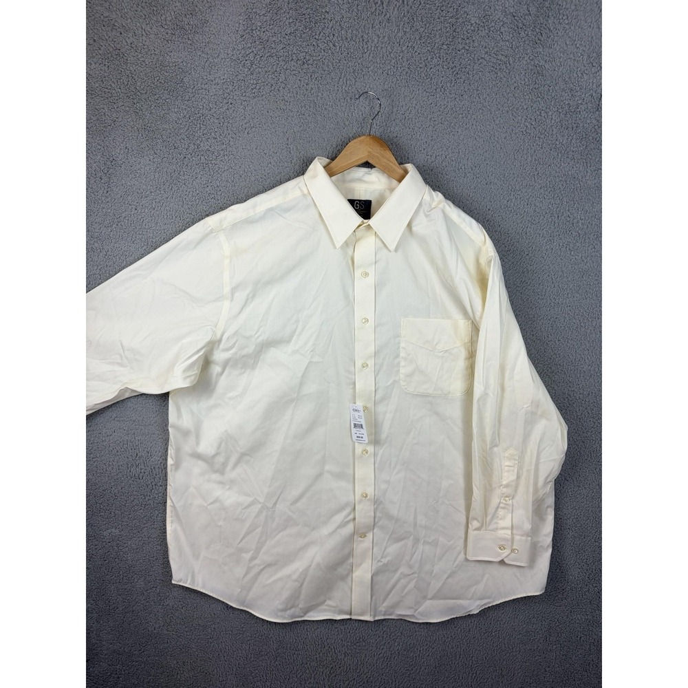 GS Dress Shirt Mens 19 34/35 White Classic Fit Wrinkle Free Long Sleeve DXL New